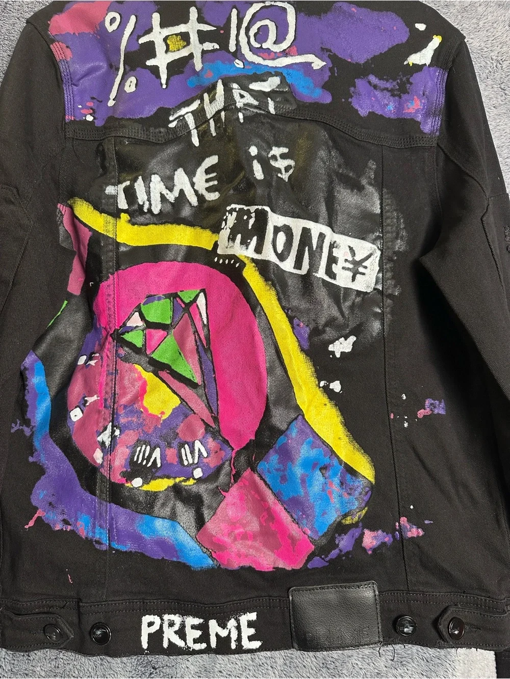 PREME Black Hand-Painted Military Field Jacket